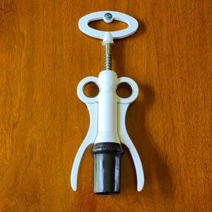 Elegant White and Black Corkscrew Wine Opener